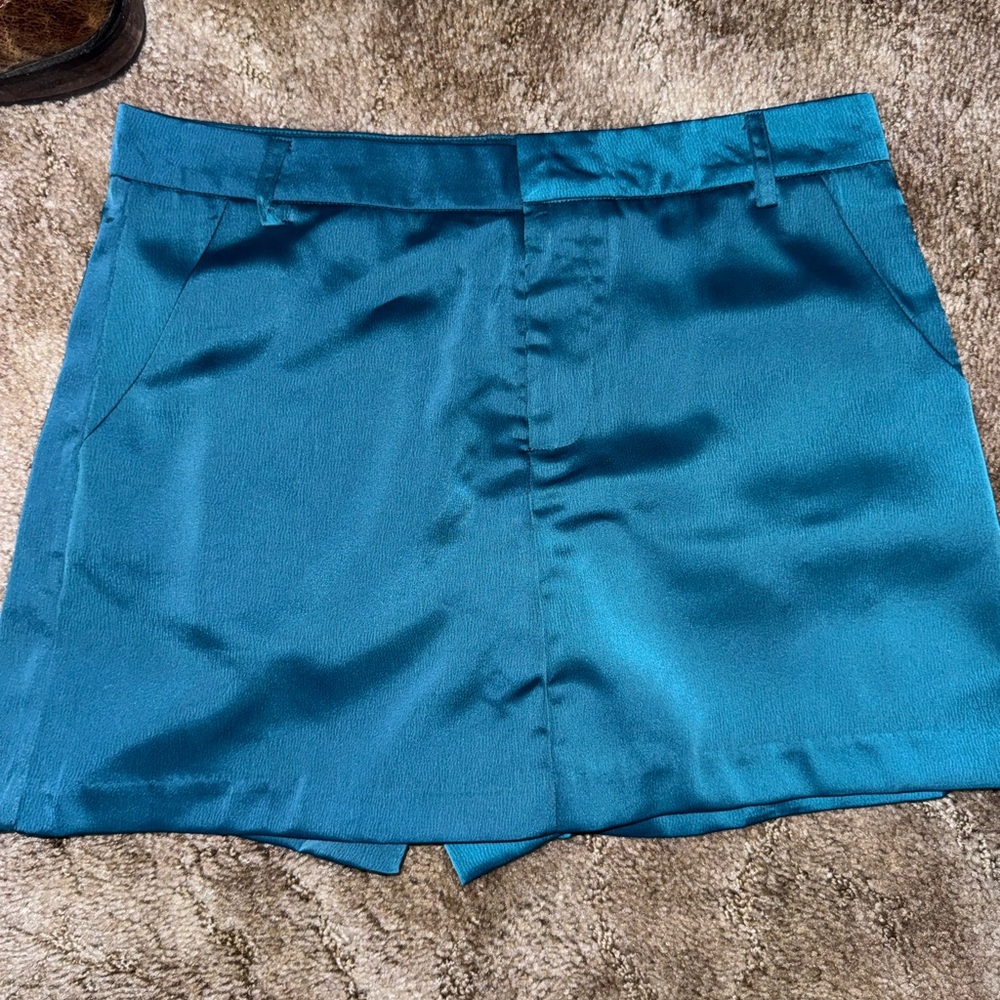 Glam Turquoise Satin Skirt
